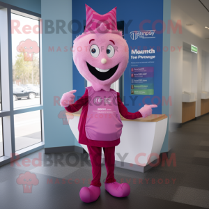 Magenta Tooth Fairy mascot costume character dressed with a Joggers and Scarf clips