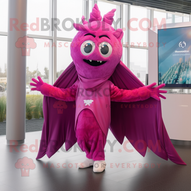 Magenta Tooth Fairy mascot costume character dressed with a Joggers and Scarf clips Magenta Tooth Fairy mascot costume character dressed with a Joggers and Scarf clips