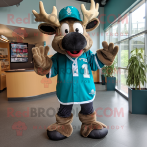 Teal Moose mascotte kostuum...