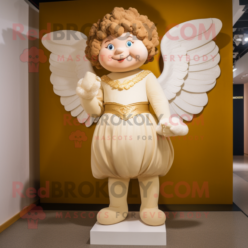 Beige Cupid mascot costume character dressed with a Empire Waist Dress and Cummerbunds