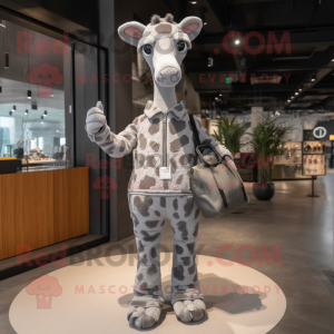 Grå Giraffe maskot kostym...