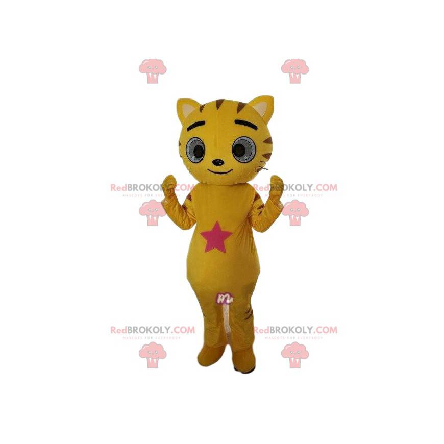 Mascotte de chat jaune, costume de chat, déguisement de félin - Mascotte de chat jaune, costume de chat, déguisement de félin -