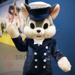 Navy Marten mascot costume character dressed with a Sheath Dress and Mittens