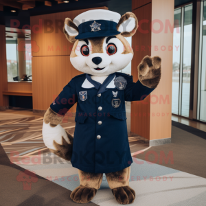 Navy Marten mascot costume character dressed with a Sheath Dress and Mittens