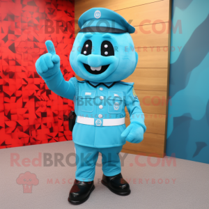 Cyan Army Soldier mascotte...