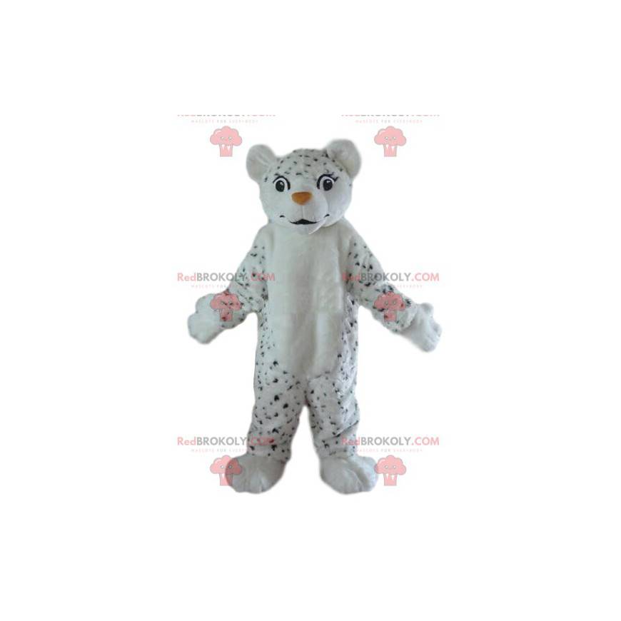 Mascote tigre branco e preto, fantasia de leopardo, tigre