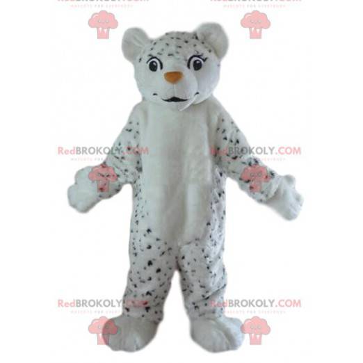 Mascote tigre branco e preto, fantasia de leopardo, tigre