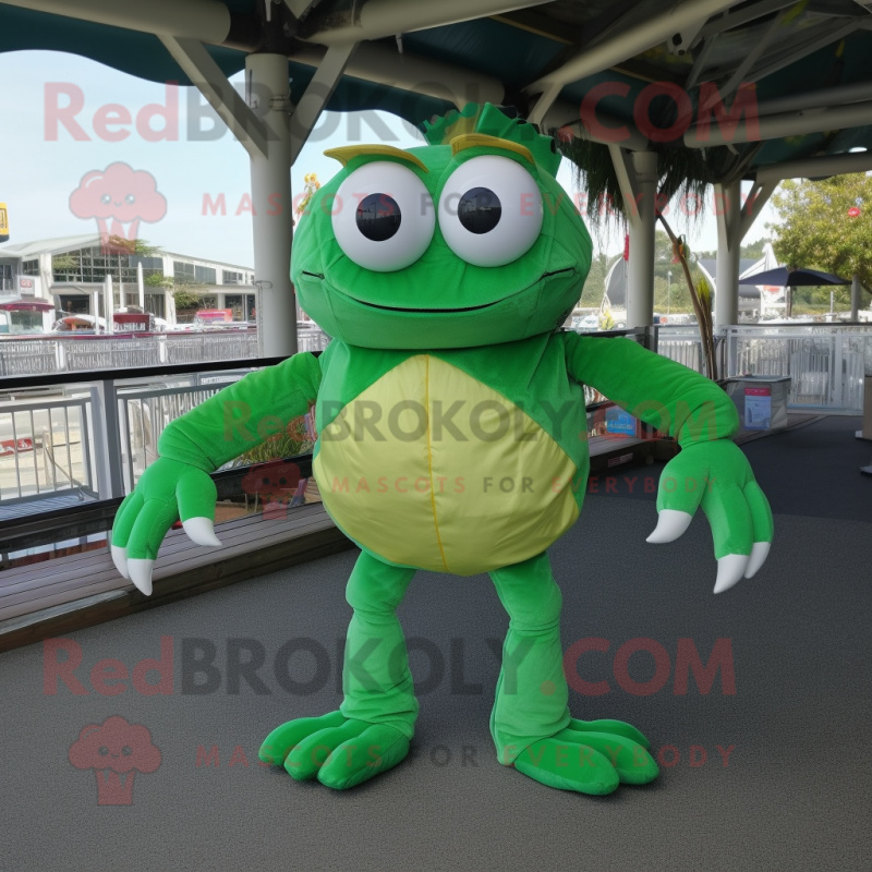 Green Crab Cakes mascot costume character dressed with a Long Sleeve Tee and Keychains