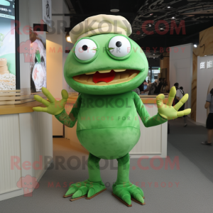 Green Crab Cakes mascot costume character dressed with a Long Sleeve Tee and Keychains