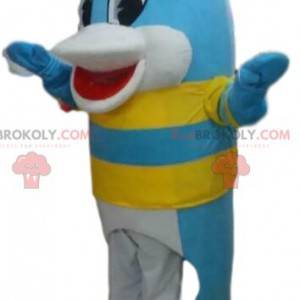Blauwe dolfijn mascotte, viskostuum, zee mascotte -