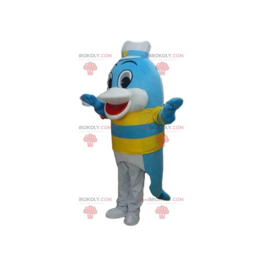 Mascota del delfín azul, disfraz de pez, mascota del mar -