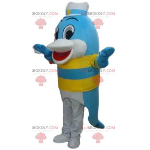 Blå delfin maskot, fisk kostume, hav maskot - Redbrokoly.com