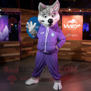 Purple Wolf maskot kostym...