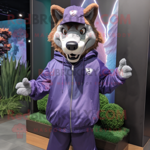 Purple Wolf maskot kostym...