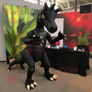 Black Parasaurolophus mascot costume character dressed with a Long Sleeve Tee and Earrings