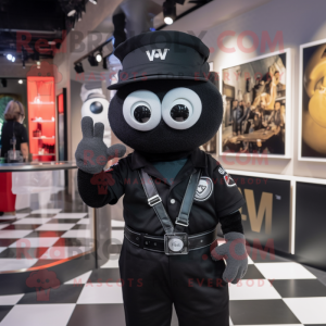 Black Camera mascot costume character dressed with a V-Neck Tee and Caps