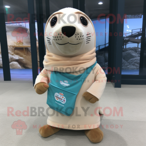 Beige Sea Lion maskot...