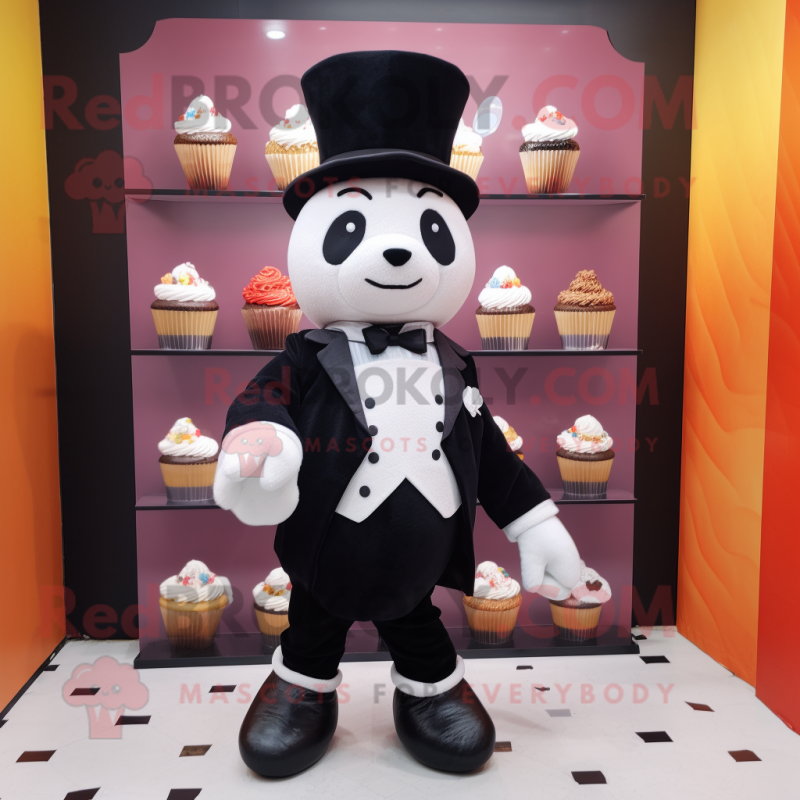 nan Cupcake mascot costume character dressed with a Tuxedo and Handbags nan Cupcake mascot costume character dressed with a Tuxedo and Handbags