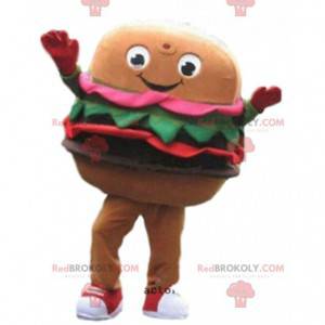 Maskot hamburger, kostým rychlého občerstvení, obří hamburger -