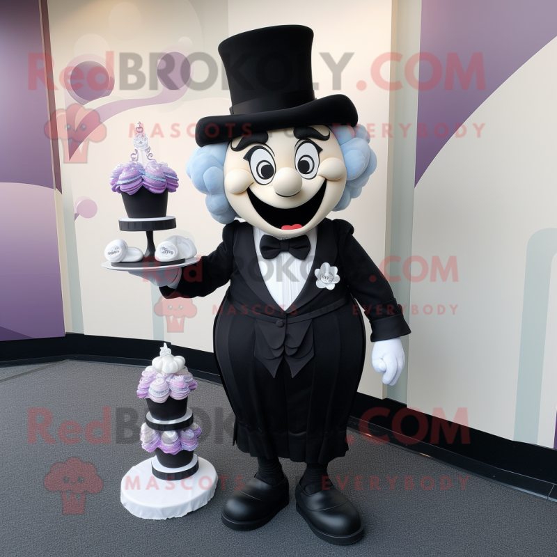 nan Cupcake mascot costume character dressed with a Tuxedo and Handbags nan Cupcake mascot costume character dressed with a Tuxedo and Handbags