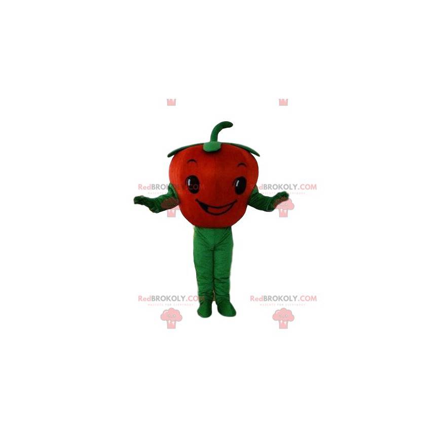 Tomatmaskot, grönsaksdräkt, förklädnad av röd frukt -