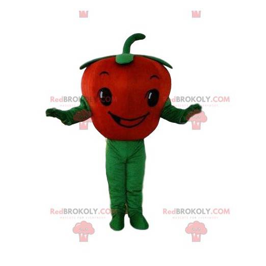 Mascote de tomate, fantasia vegetal, disfarce de fruta vermelha