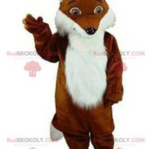Mascote de raposa marrom e branca, peludo, fantasia de raposa -