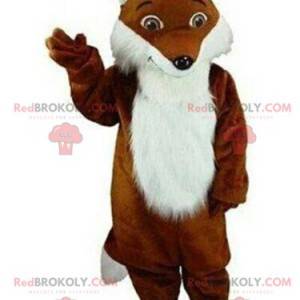 Mascotte de renard marron et blanc, poilu, costume de renard -