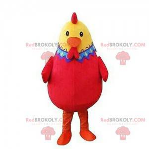Mascot gallina roja y amarilla, muy exitosa y colorida -