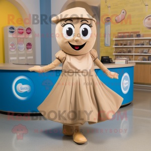 Tan Horseshoe mascot costume character dressed with a Circle Skirt and Anklets