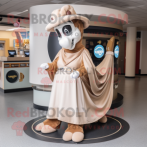 Tan Horseshoe mascot costume character dressed with a Circle Skirt and Anklets