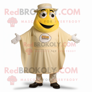 Cream But mascot costume character dressed with a Vest and Shoe clips