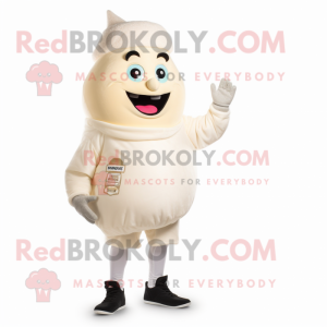 Cream But mascot costume character dressed with a Vest and Shoe clips