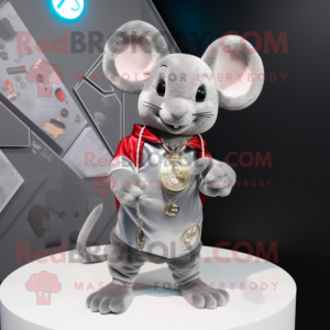 Silver Mouse maskot kostym...