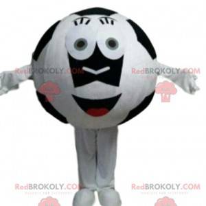 Mascotte pallone da calcio in bianco e nero, pallone da calcio