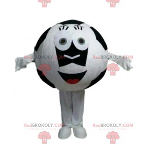 Mascotte de ballon de foot noir et blanc, ballon de foot géant