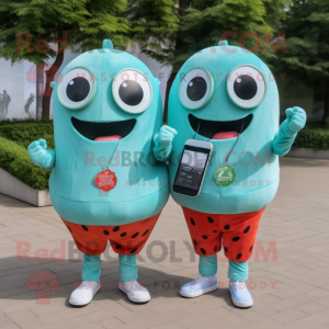 Sky Blue Watermelon maskot...