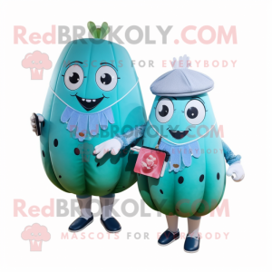 Sky Blue Watermelon mascot costume character dressed with a Midi Dress and Smartwatches