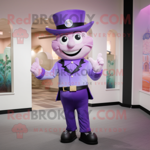 Lavender Police Officer mascot costume character dressed with a Blazer and Bow ties