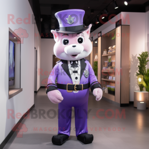 Lavender Police Officer mascot costume character dressed with a Blazer and Bow ties