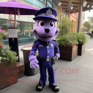 Lavender Police Officer mascot costume character dressed with a Blazer and Bow ties