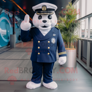 Navy Pho mascot costume character dressed with a Suit Pants and Gloves