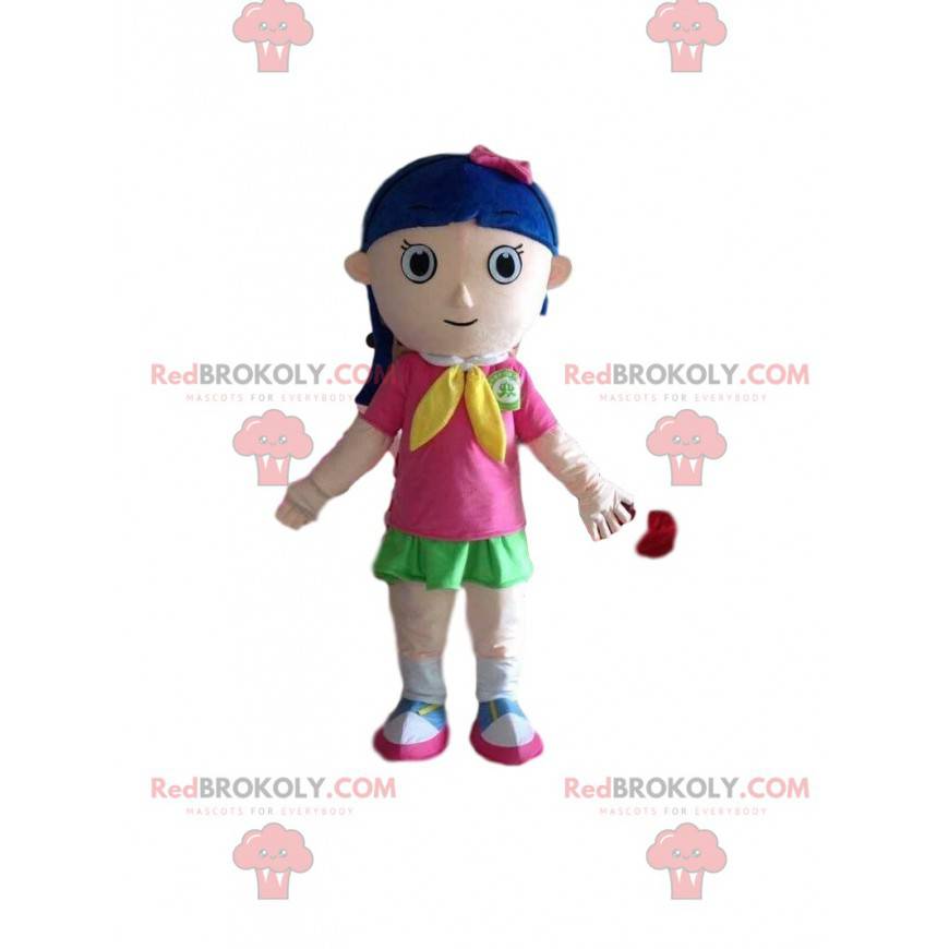 Little girl mascot, schoolgirl costume, young girl -