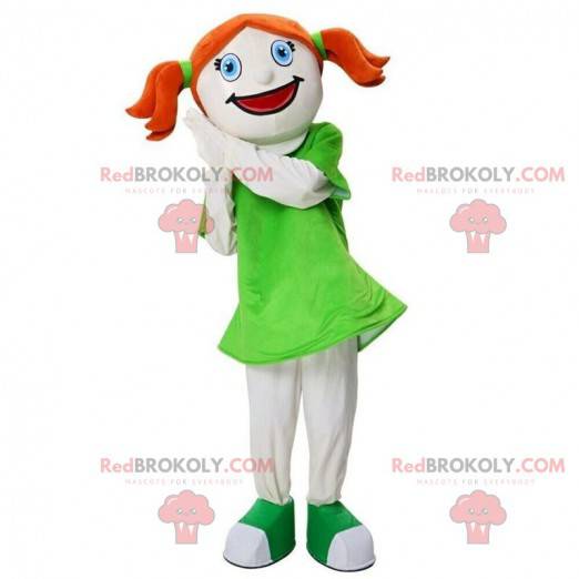 Mascotte ragazza dai capelli rossi, costume ragazza, ragazza -