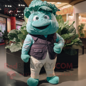 Teal Cabbage maskot kostume...