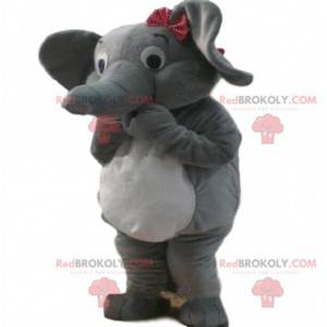 Mascota elefante gris y blanco, disfraz de paquidermo -