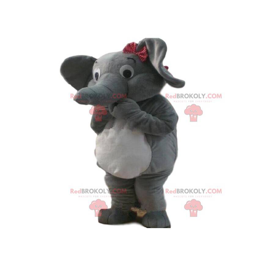 Grå och vit elefantmaskot, pachydermdräkt - Redbrokoly.com