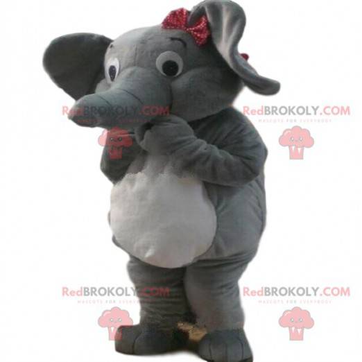 Gray and white elephant mascot, pachyderm costume -