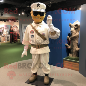 White Soldier mascot costume character dressed with a Baseball Tee and Headbands