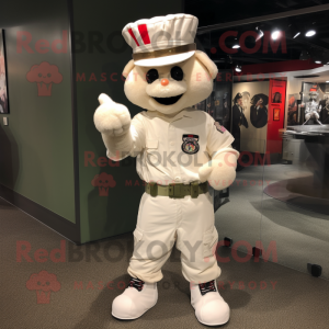 White Soldier mascot costume character dressed with a Baseball Tee and Headbands